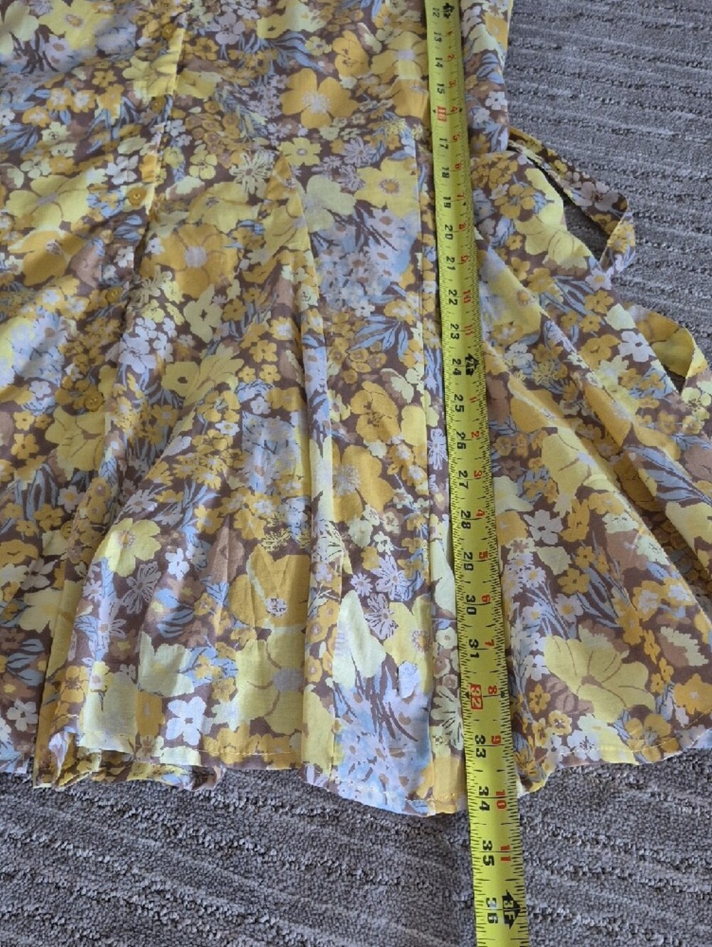 Yellow Floral Tie-Waist Shirt Dress - Picture 7 of 7